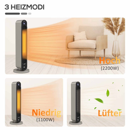 Ceramic Space Heater, Oscillating, 3 Modes, Timer