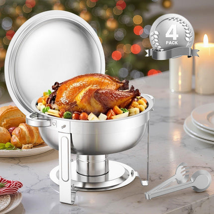Chafing Dish Set, 4-Pack 5 Qt Stainless Steel, Lids