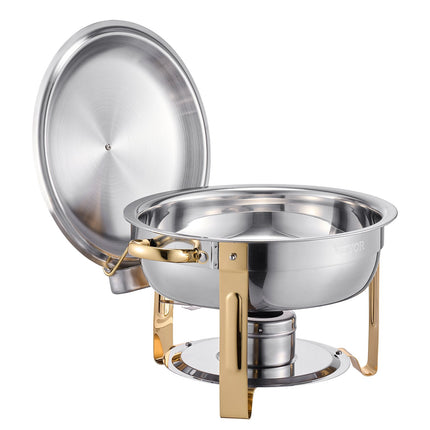Chafing Dish Set, 4-Pack 5 Qt Stainless Steel, Round Gold