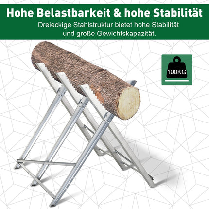 Folding silver metal saw for firewood - 83x83x79 cm