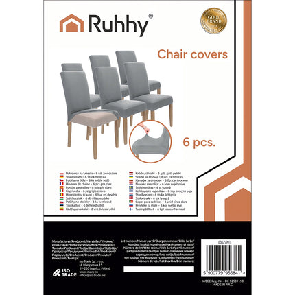 Chair Covers, Light Gray, Set of 6