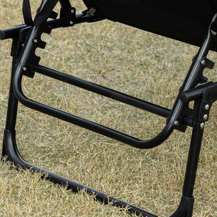 Adjustable chaise longue - folding sun lounger, black