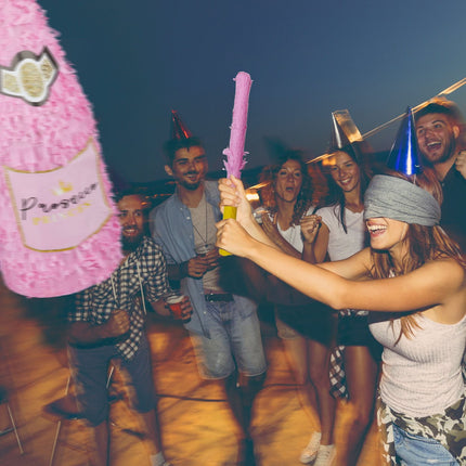 Champagne Bottle Piñata Set – Stick & Mask Included