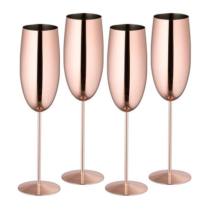 Champagne glasses in stainless steel, set of 4