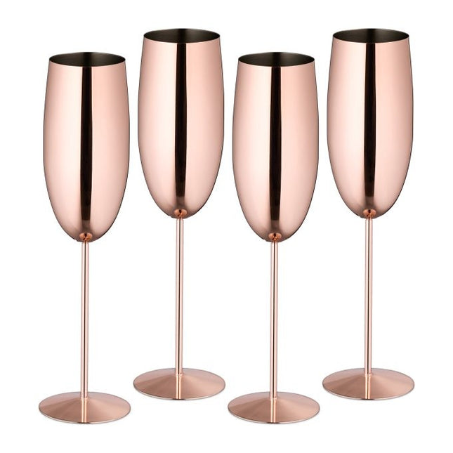 Champagne glasses in stainless steel, set of 4