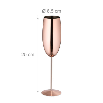 Champagne glasses in stainless steel, set of 4