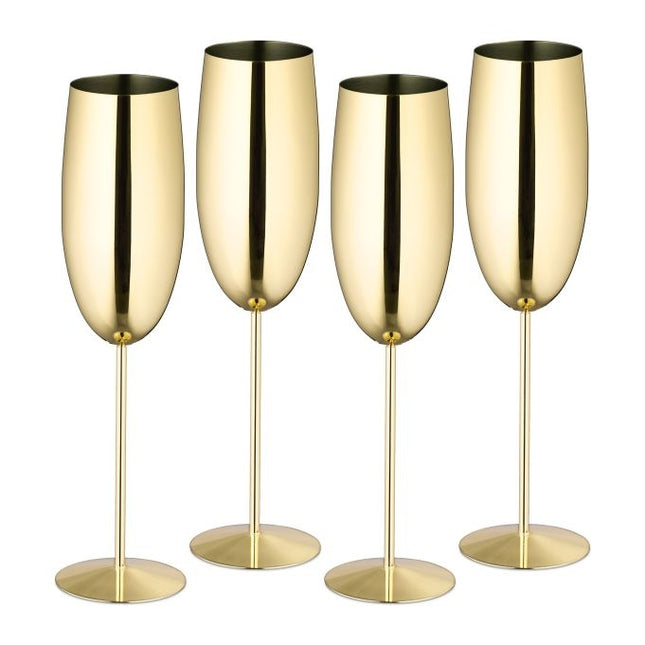 Champagne glasses in stainless steel, set of 4