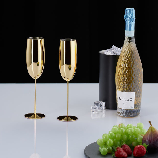 Champagne glasses in stainless steel, set of 4