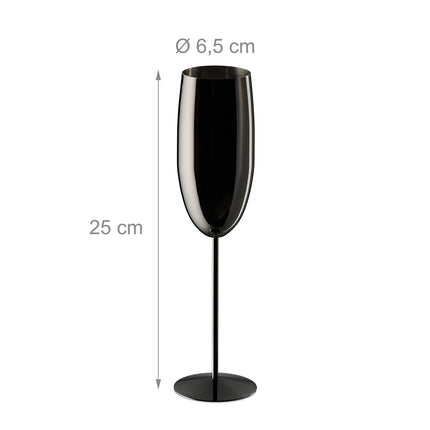 Champagne glasses in stainless steel, set of 4