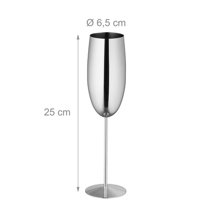 Champagne glasses in stainless steel, set of 4
