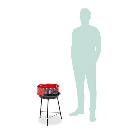 Charcoal BBQ Grill with Stand and Wind Shield, 37 cm