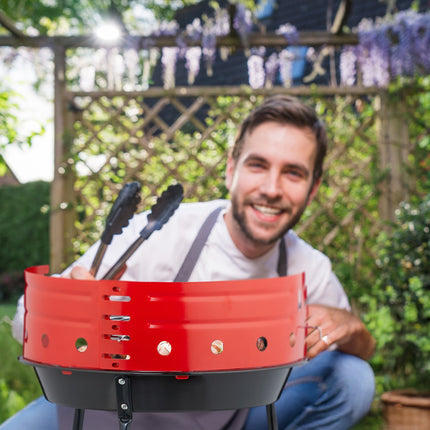 Charcoal BBQ Grill with Stand and Wind Shield, 37 cm