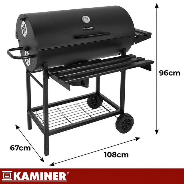 Charcoal Garden Grill with Cover, Thermometer, Shelves