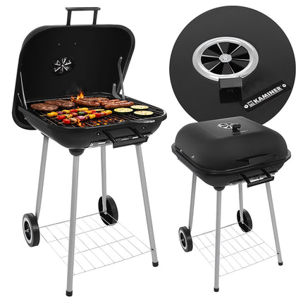 Charcoal Garden Grill with Lid, Portable, 77x53x46 cm