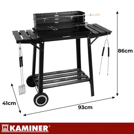 Charcoal Garden Grill with Rotisserie, 93x41x86 cm