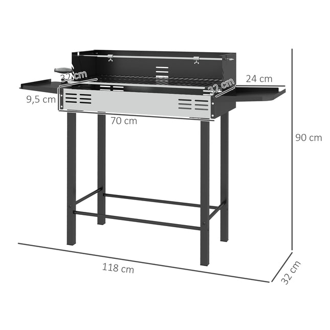 Folding stainless steel charcoal grill with rotisserie kit