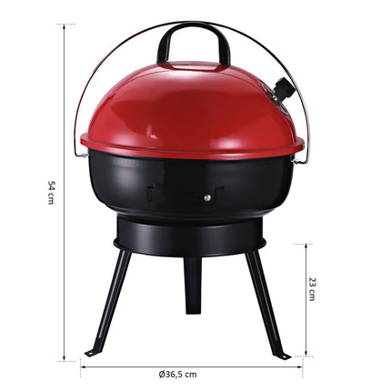 Portable charcoal grill with wind protection, metal