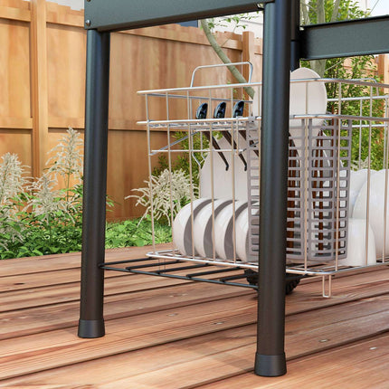 Charcoal grill trolley, stainless steel, cover and wheels