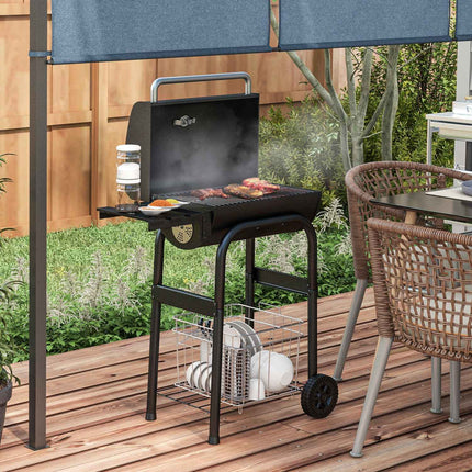 Charcoal grill trolley, stainless steel, cover and wheels