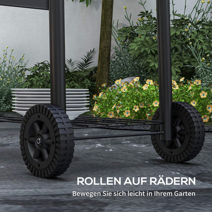 Charcoal grill trolley, stainless steel, cover and wheels