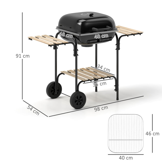 Charcoal Grill with Lockable Lid, Steel Frame, 1840 cm² Cooking Area