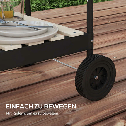 Metal charcoal grill - adjustable grid, wheels, shelf
