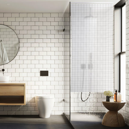 Checkered shower curtain