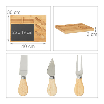Cheese board set with 3 cheese knives