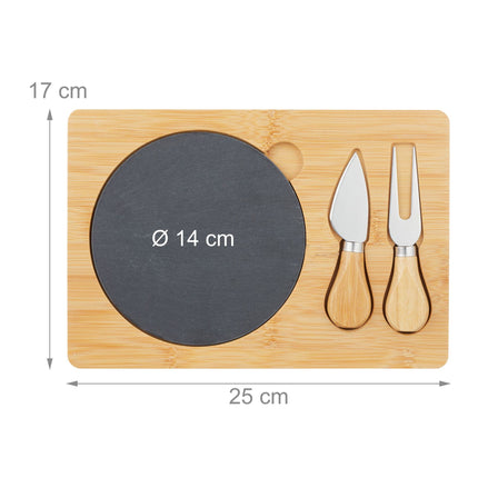Cheese tray in bamboo with cutlery set in 2 parts