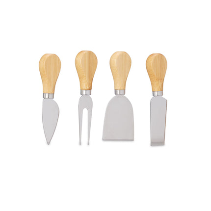 Cheese tray in bamboo with cutlery set in 4 parts