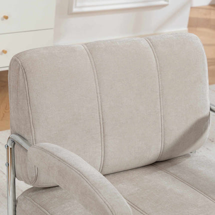 Chenille Accent Chair, Wide Seat, Thick Cushion, Beige