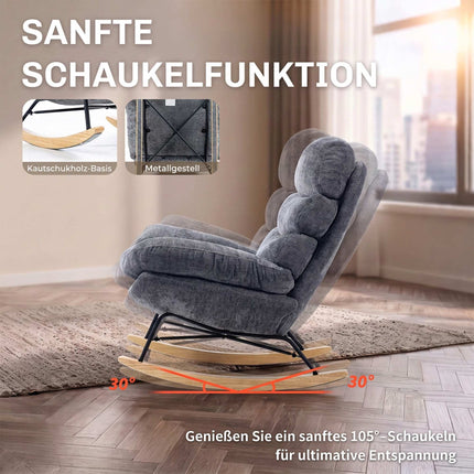 Chenille Rocking Chair with Cushions, Dark Grey