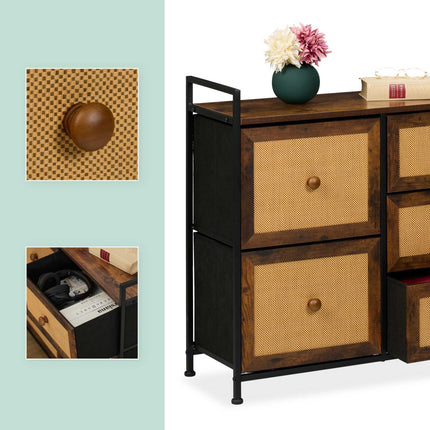 Chest of 5 drawers in rattan look