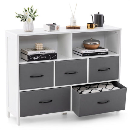 Chest of Drawers with 5 Drawers and Open Shelves, 100x30x78 cm