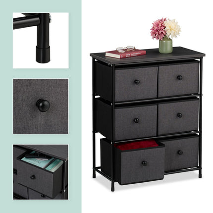 Chest of Drawers with 6 Fabric Compartments