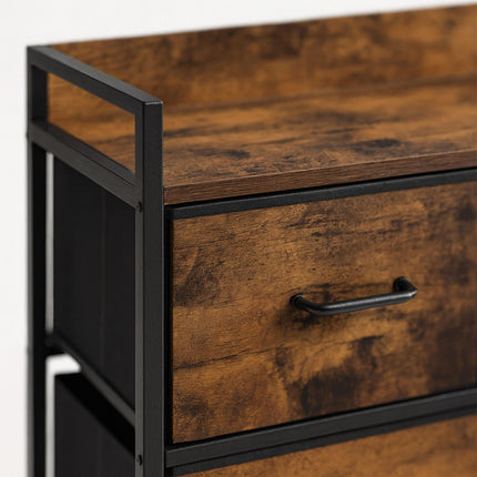 Chest of Drawers with 7 Fabric Bins, Metal Frame