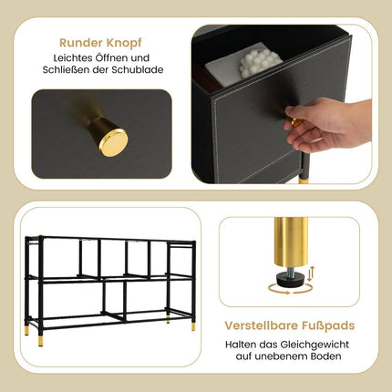 Chest of drawers for bedroom with 5 drawers wide fabric chest of drawers with metal frame 100 x 30 x 58.5 cm black