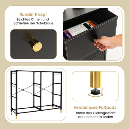 Chest of drawers for bedroom with 6 drawers high fabric chest of drawers with metal frame 89 x 30 x 76.5 cm black