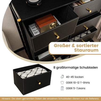 Chest of drawers for bedroom with 8 drawers high fabric chest of drawers with metal frame 89 x 30 x 98 cm black
