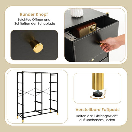 Chest of drawers for bedroom with 8 drawers high fabric chest of drawers with metal frame 89 x 30 x 98 cm black