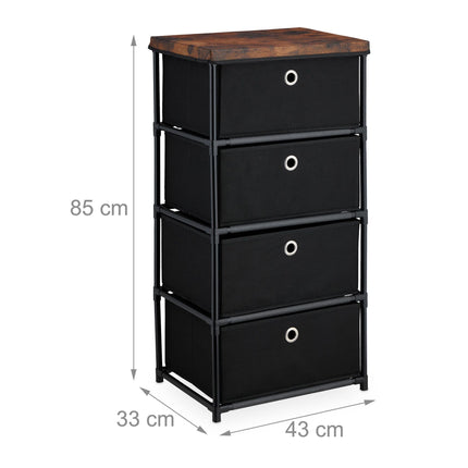 Chest of drawers in wooden design with fabric drawers