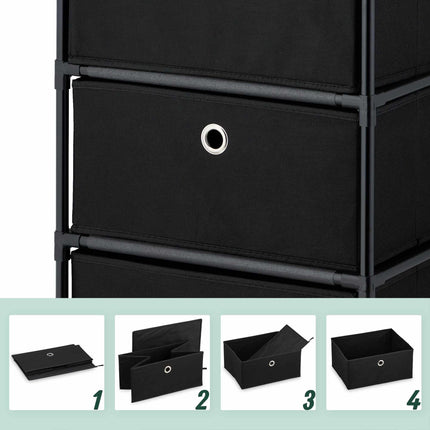 Chest of drawers in wooden design with fabric drawers