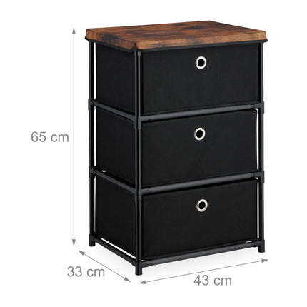 Chest of drawers in wooden design with fabric drawers