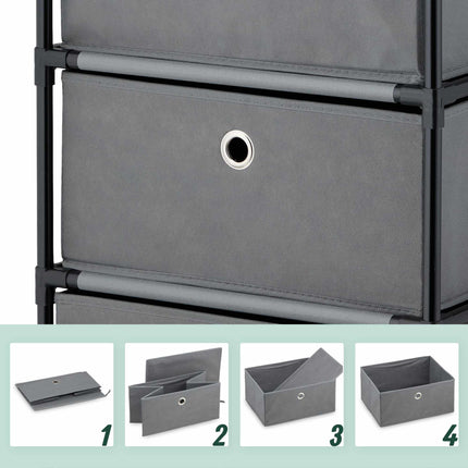 Chest of drawers in wooden design with fabric drawers