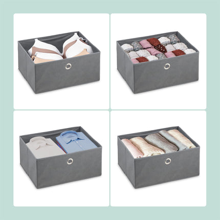 Chest of drawers in wooden design with fabric drawers