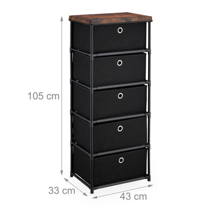Chest of drawers in wooden design with fabric drawers