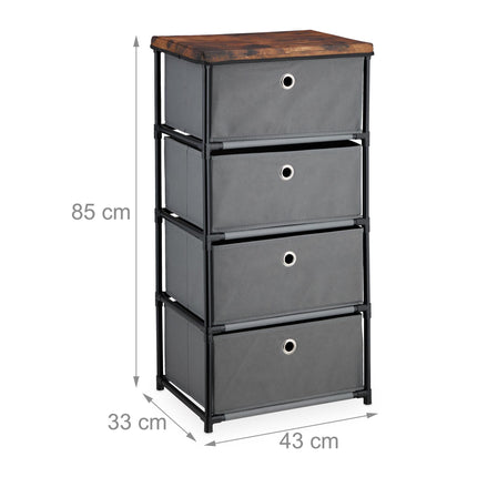 Chest of drawers in wooden design with fabric drawers