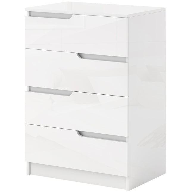 High gloss white dresser with 4 drawers, 60x40x85cm
