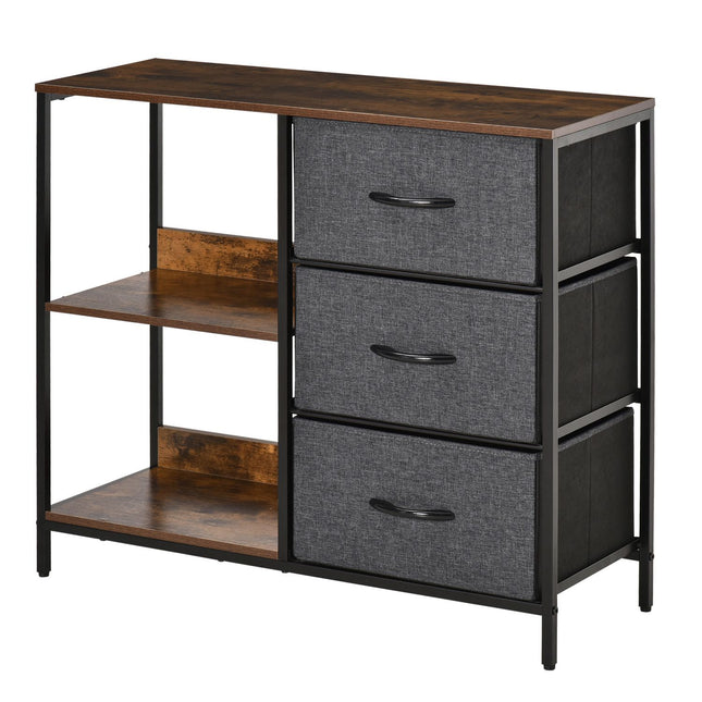 Fabric Drawer Storage Chest - 3 Drawers, Metal Frame, Brown