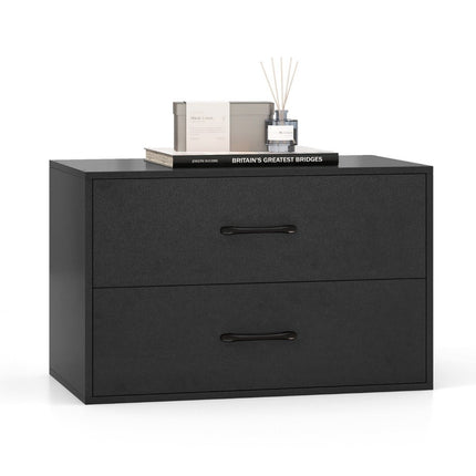 Chest of drawers with 2 drawers, drawer cabinet, stackable, sideboard made of wood, 60 x 34 x 38 cm, black